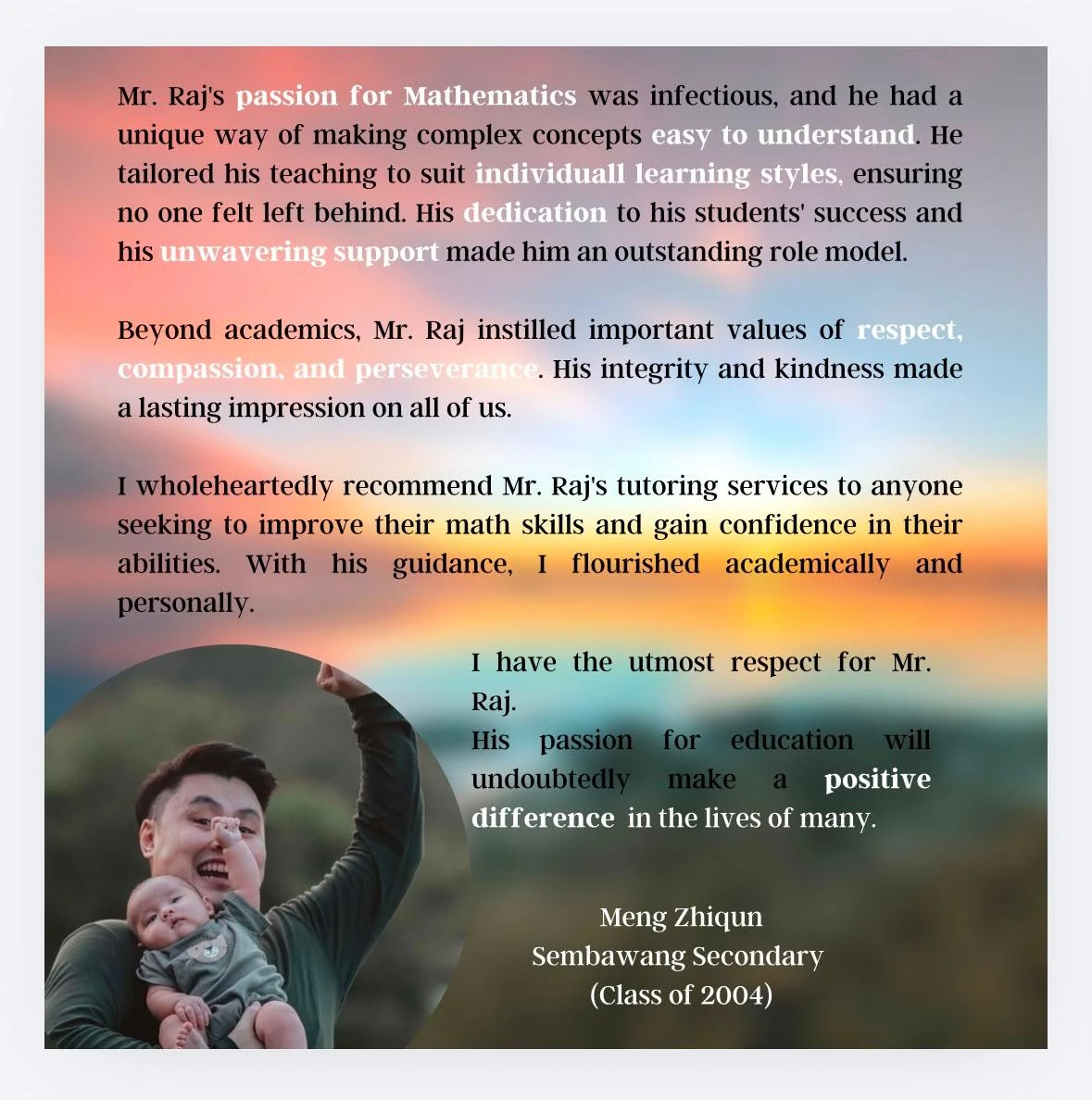Student testimonial from Meng Zhiqun