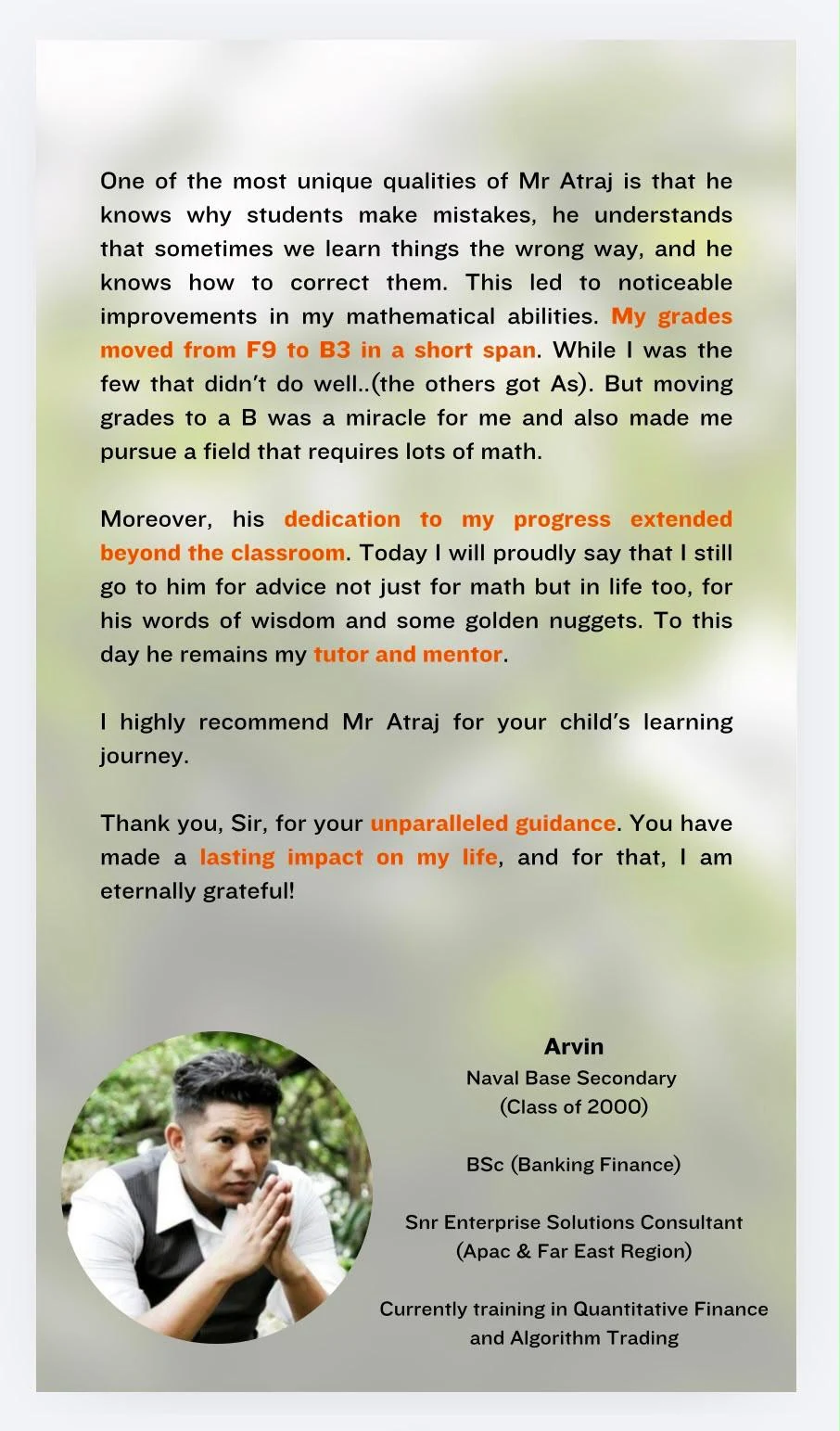 Student testimonial from Arvin, part two