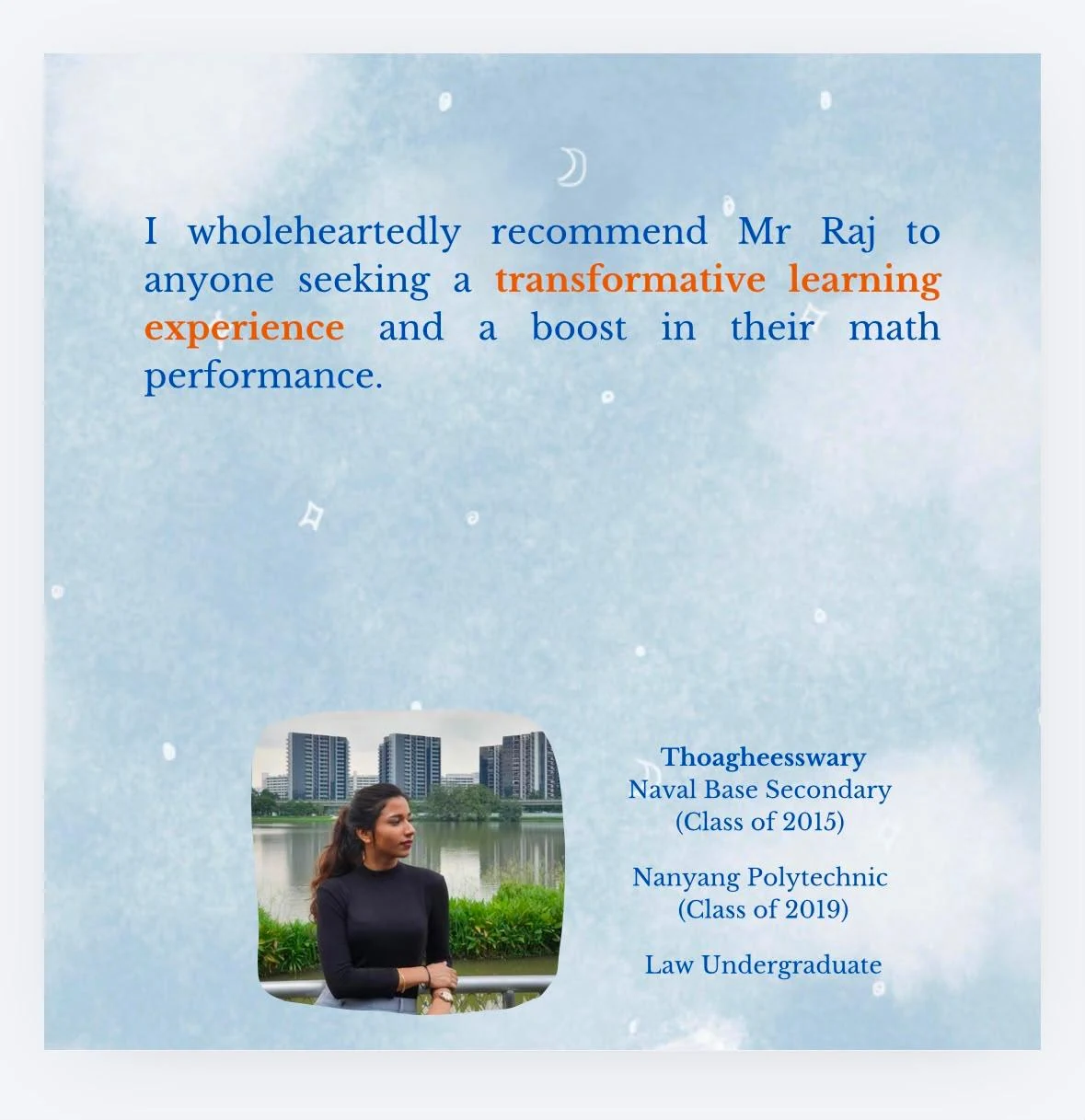 Student testimonial from Thoagheesswary, part four