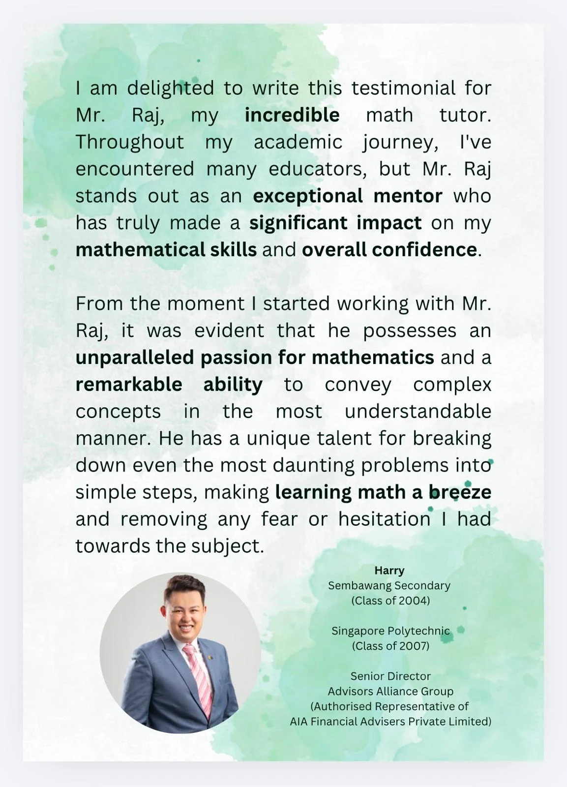 Student testimonial from Harry, part one