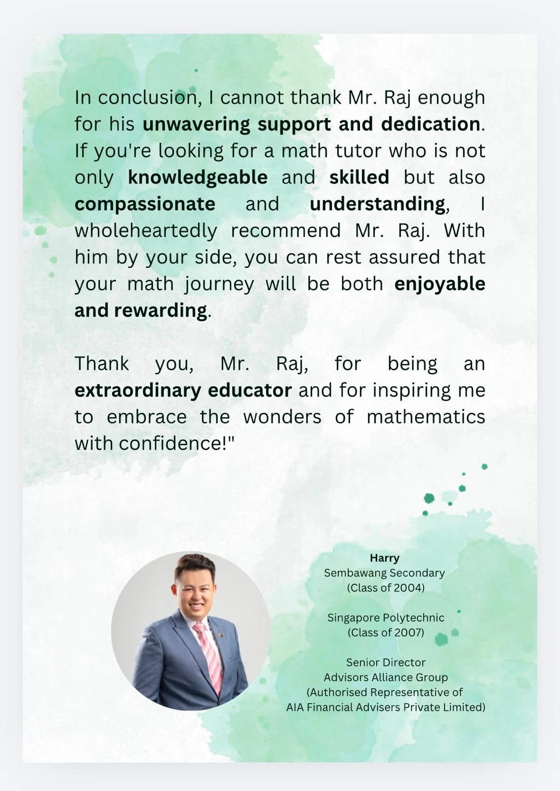 Student testimonial from Harry, part three